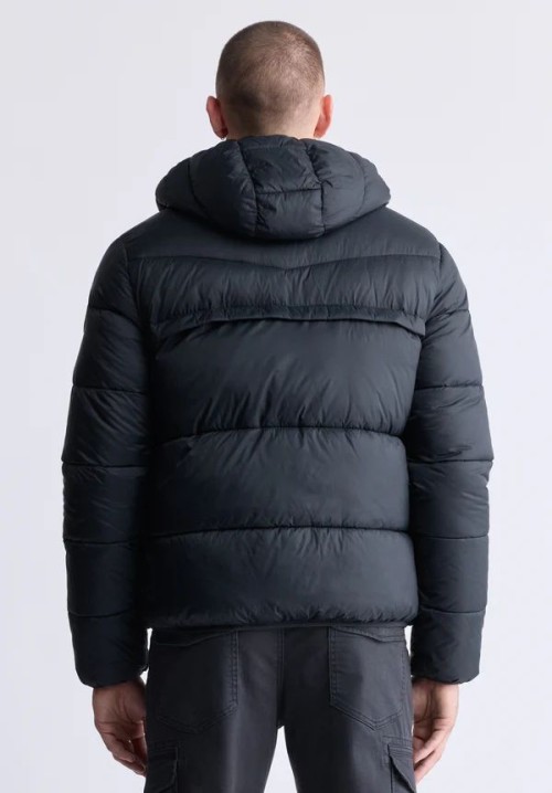 Black Mens Hooded Puffer Jacket