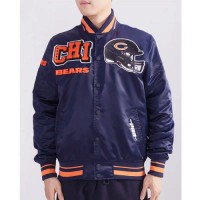 Chicago Bears Mashup Classic Rib Navy Full-Snap Satin Jacket