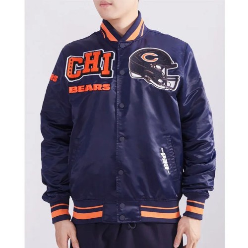 Chicago Bears Mashup Classic Rib Navy Full-Snap Satin Jacket