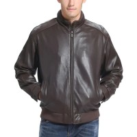 Men’s Classic Fit Lambskin Leather Bomber Jacket