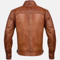Mens Vintage Cafe Racer Brown Leather Jacket