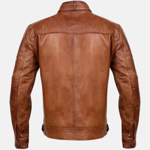 Mens Vintage Cafe Racer Brown Leather Jacket