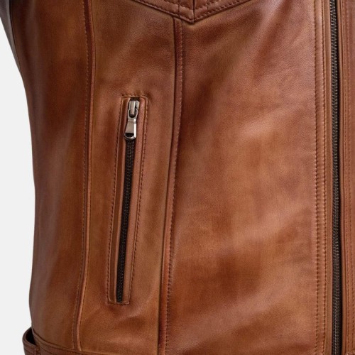 Mens Vintage Cafe Racer Brown Leather Jacket